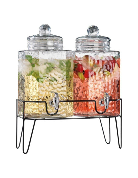 Juego de 2 Dispensadores de Bebidas MosJos 5.68L Vidrio Soporte