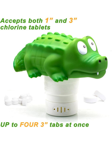 Dispensador Flotante de Cloro WWD Pool Cocodrilo 25.4 cm