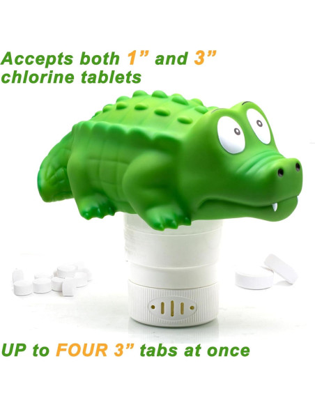 Dispensador Flotante de Cloro WWD Pool Cocodrilo 25.4 cm