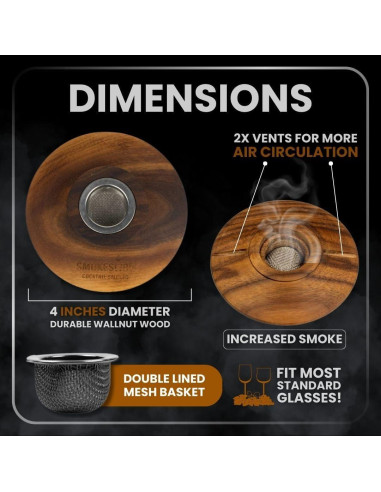 Ahumador de cócteles Smokeshow de madera de nogal con 6 latas