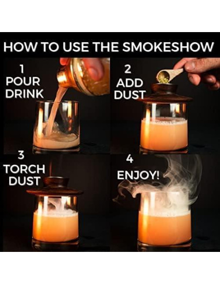 Ahumador de cócteles Smokeshow de madera de nogal con 6 latas