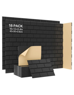 Paneles Acústicos Kuchoow 18 Piezas 40x30 cm Negro