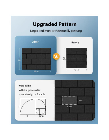 Paneles Acústicos Kuchoow 18 Piezas 40x30 cm Negro
