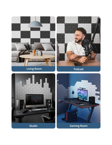 Paneles Acústicos Kuchoow 18 Piezas 40x30 cm Negro