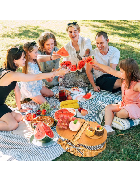 Cesta de Picnic de Mimbre Skybooly con Manta 1.5x1.5m Cesta de Picnic de Mimbre Skybooly con Manta 1.5x1.5m