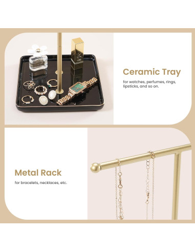 Soporte para Collares Lolalet Negro con Bandeja de Cerámica