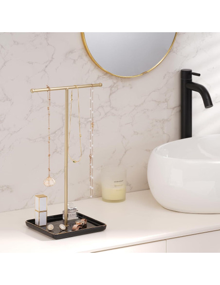 Soporte para Collares Lolalet Negro con Bandeja de Cerámica