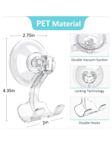 Soporte de Afeitar con Ventosa VIS'V - 2 Pcs, Transparente, Removible