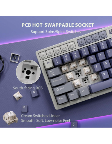 Teclado Mecánico Inalámbrico RK Royal Kludge M65 Azul 60%