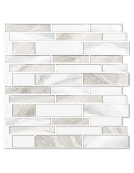 Azulejos Autoadhesivos Vamos Tile 10 Hojas 30.48x30.48cm Beige/Blanco Azulejos Autoadhesivos Vamos Tile 10 Hojas 30.48x30.48cm Beige/Blanco