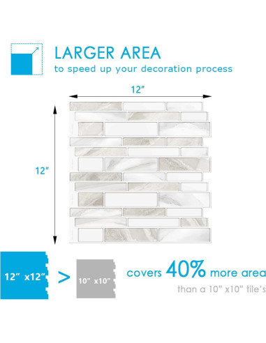 Azulejos Autoadhesivos Vamos Tile 10 Hojas 30.48x30.48cm Beige/Blanco
