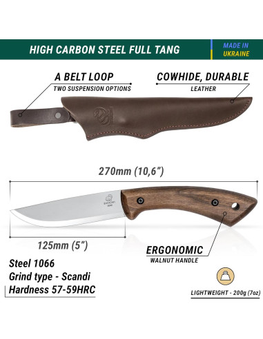Cuchillo Bushcraft BeaverCraft BSH1 Duna Full Tang 26.9cm