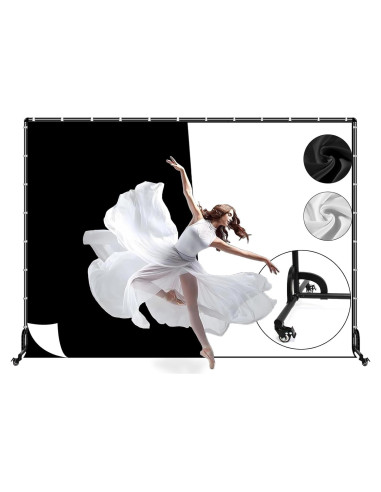 Soporte de fondo móvil 10x2.13m con ruedas Benoison negro y blanco