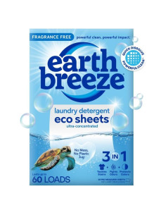Hojas de detergente para ropa Earth Breeze sin fragancia - 60 cargas