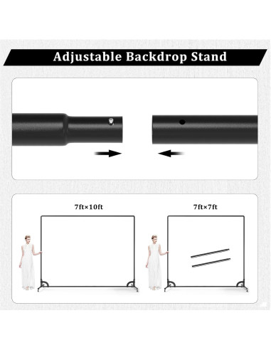 Soporte de fondo móvil 10x2.13m con ruedas Benoison negro y blanco