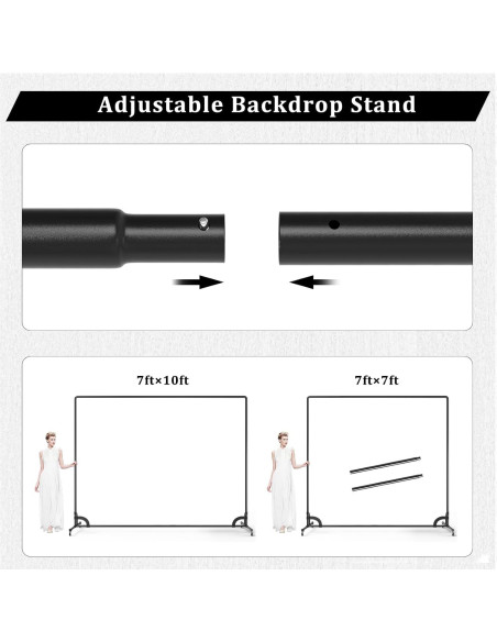 Soporte de fondo móvil 10x2.13m con ruedas Benoison negro y blanco