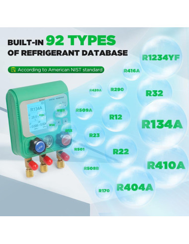 Juego de Manómetros Digitales HVAC KAISAL con Pantalla TFT