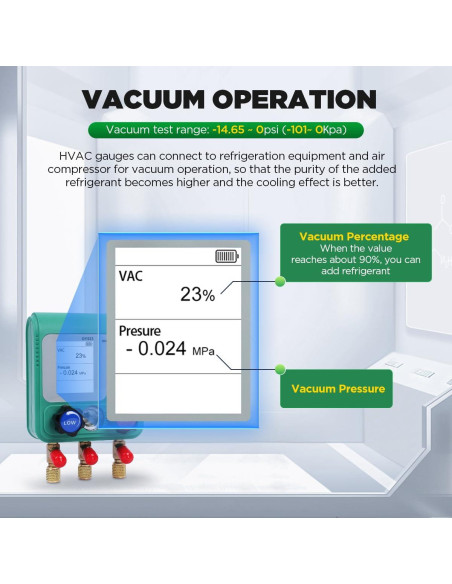 Juego de Manómetros Digitales HVAC KAISAL con Pantalla TFT