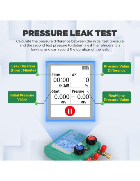 Juego de Manómetros Digitales HVAC KAISAL con Pantalla TFT