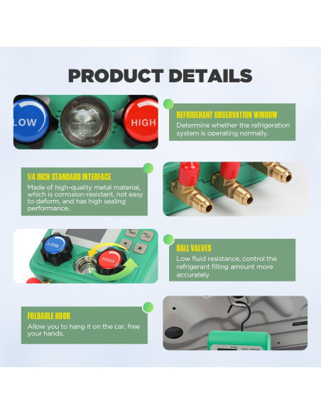 Juego de Manómetros Digitales HVAC KAISAL con Pantalla TFT