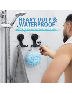 Soporte de Ventosa TAILI para Afeitadora y Toallas, Negro 2