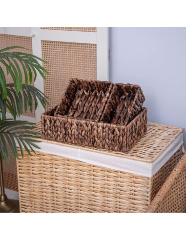 Juego de 3 Cestas de Almacenamiento MIZHICRAFT de Mimbre