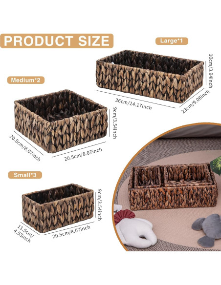Juego de 3 Cestas de Almacenamiento MIZHICRAFT de Mimbre