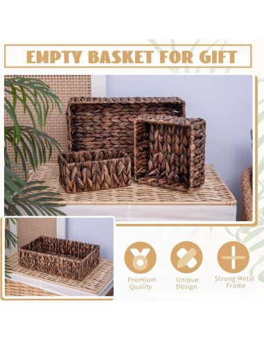 Juego de 3 Cestas de Almacenamiento MIZHICRAFT de Mimbre