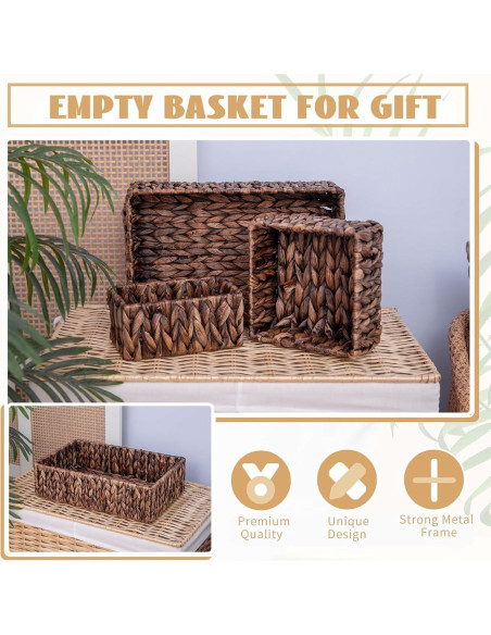 Juego de 3 Cestas de Almacenamiento MIZHICRAFT de Mimbre