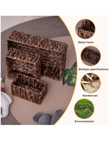 Juego de 3 Cestas de Almacenamiento MIZHICRAFT de Mimbre