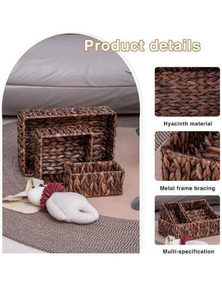 Juego de 3 Cestas de Almacenamiento MIZHICRAFT de Mimbre