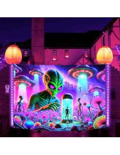 Tapiz Alienígena Blacklight BlissYard 198x130 cm Reactivo UV 2
