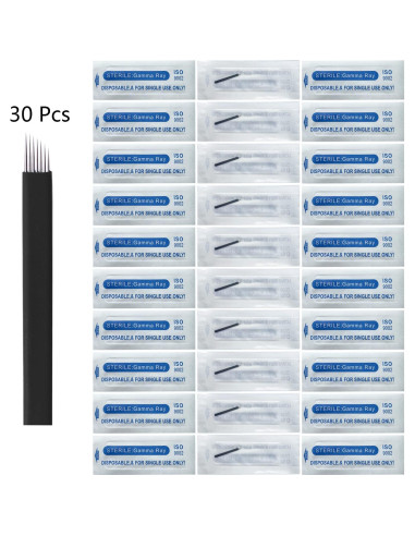 Agujas de Microblading WOLAYI 0.18mm 30 Piezas Desechables
