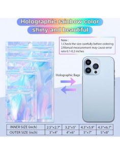 150 Bolsas Holográficas Resellables ANZNKU 7.6x10.2 cm Multicolor 2