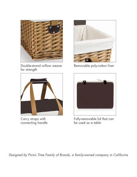 Canasta de Picnic Wicker para 2 PICNIC TIME 42x28.7x24.9 cm