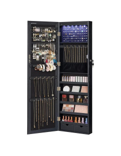 Armario de Joyería SONGMICS con Espejo y 6 LEDs, 120 cm