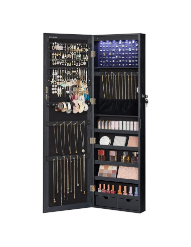 Armario de Joyería SONGMICS con Espejo y 6 LEDs, 120 cm