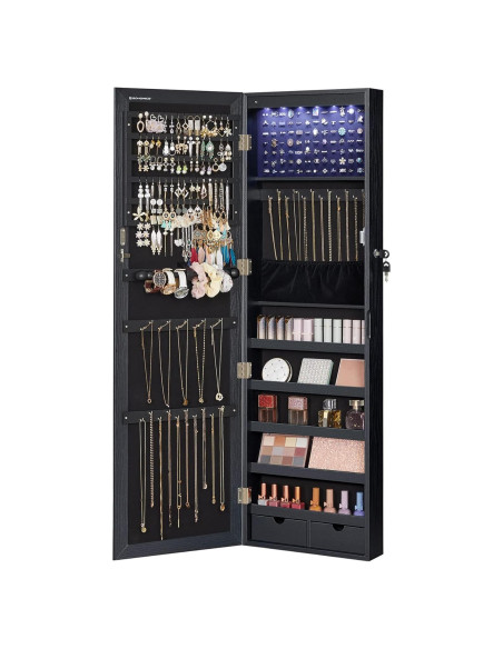 Armario de Joyería SONGMICS con Espejo y 6 LEDs, 120 cm