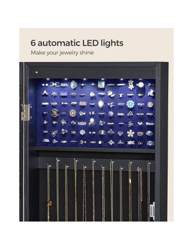Armario de Joyería SONGMICS con Espejo y 6 LEDs, 120 cm