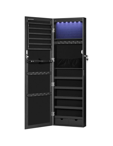 Armario de Joyería SONGMICS con Espejo y 6 LEDs, 120 cm