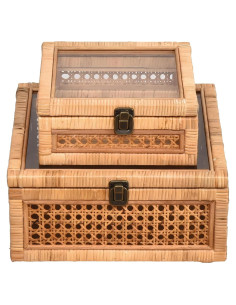 Cajas Apilables de Ratán y Mimbre DECOR4SEASON - Set de 2