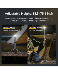 Luz de Camping Telescópica Tevole 800 Lúmenes IP65 Batería USB 2