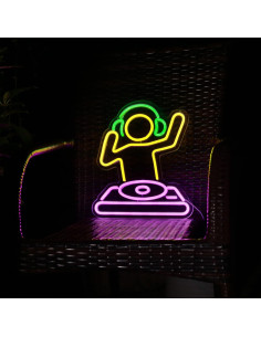 Letrero de neón LED DJ regulable SHINEMYWAY para pared 2
