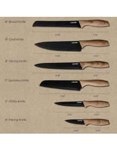 Juego de Cuchillos de Cocina CAROTE 12 Piezas Acero Inoxidable 2