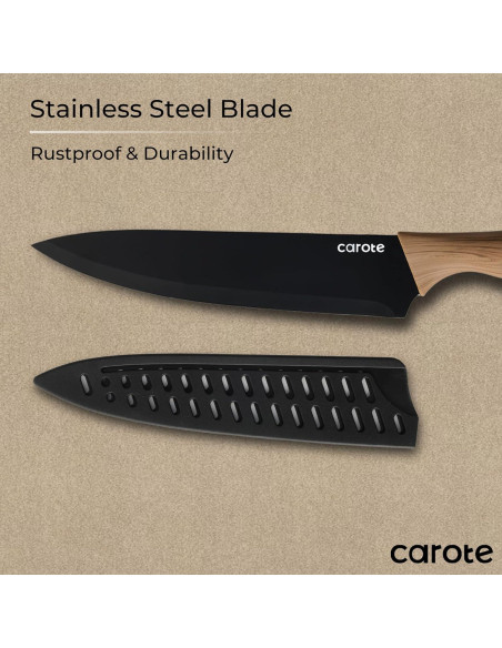 Juego de Cuchillos de Cocina CAROTE 12 Piezas Acero Inoxidable