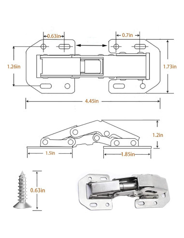 Paquete de 8 bisagras ocultas REDYA 10.16 cm cierre suave
