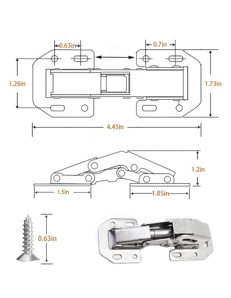 Paquete de 8 bisagras ocultas REDYA 10.16 cm cierre suave