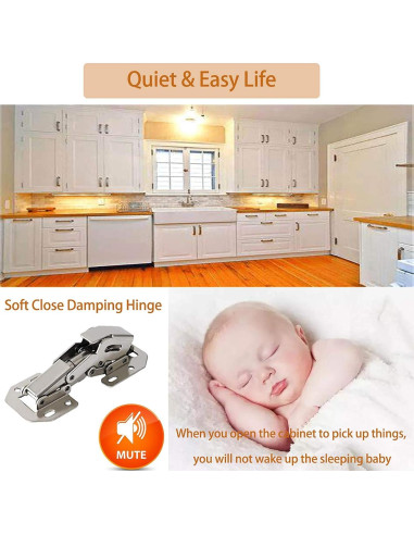 Paquete de 8 bisagras ocultas REDYA 10.16 cm cierre suave