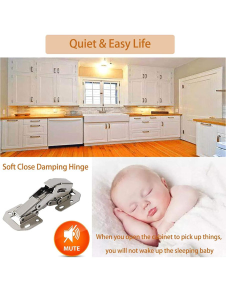 Paquete de 8 bisagras ocultas REDYA 10.16 cm cierre suave