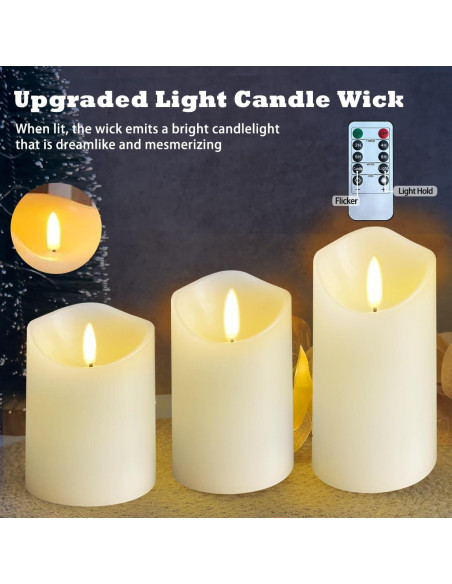 Juego de Velas LED Recargables Sin Llama LEDHOLYT 3 Piezas
